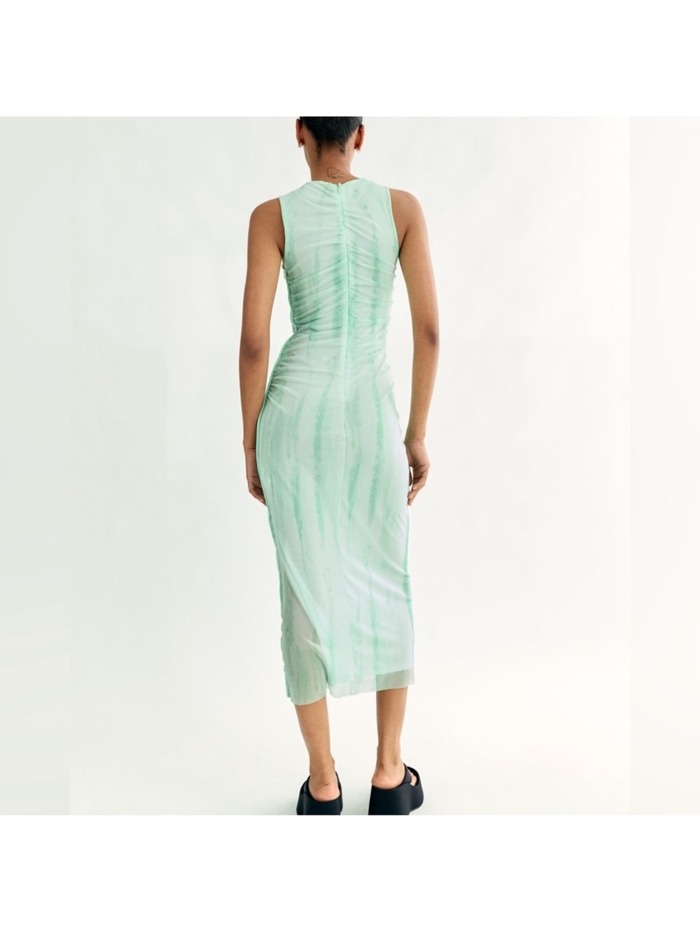 Zara Light Mint Green Sleeveless Midi Dress - Picture 4 of 7